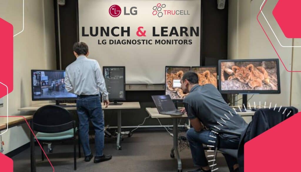 LG technicians setting up LG diagnostic monitors at Westmead Hospital