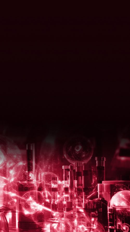 Medicine vials with red aura all around it